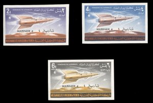 Yemen, 1965 Mariner 4, imperf set of three, never hinged