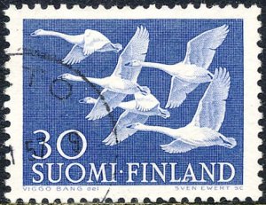 Finland 1956 Sc 344 Whooper Swan Bird Light CDS Stamp Used