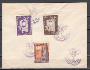 Ecuador, Scott cat. C327-C329. Cathedral & Eucharist issue. First day cover. ^