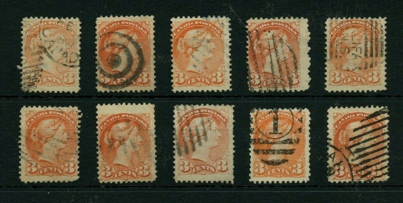 Montreal printings various shades and cancels Small Queen lot Canada collection