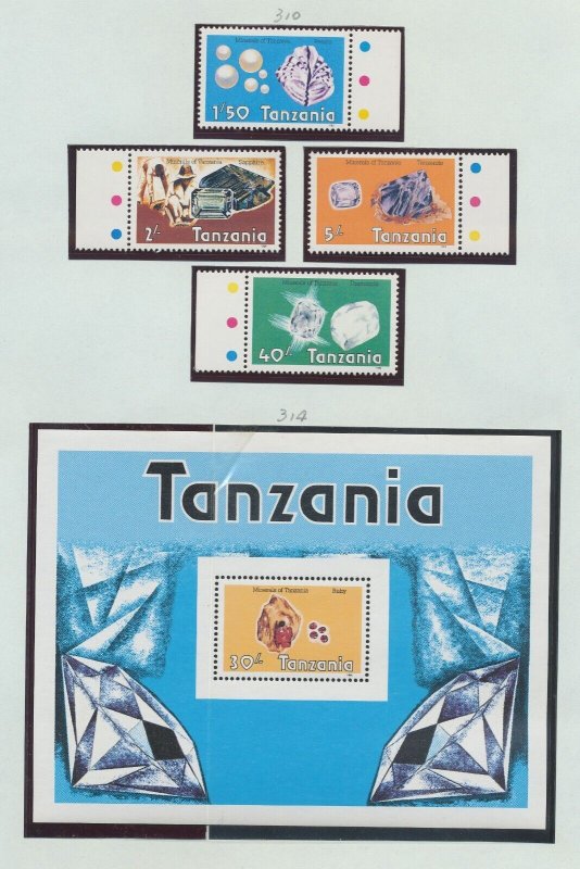 TANZANIA - Scott 310-314  - MNH Set & S/S - Gem Stones - 1986