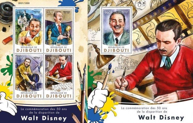 Z08 DJB16215ab DJIBOUTI 2016 Walt Disney MNH Set