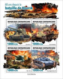 C A R - 2023 - Battle of Kursk - Perf 4v Sheet - Mint Never Hinged