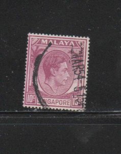 SINGAPORE #9  1948  6c  KING GEORGE VI   F-VF  USED   a