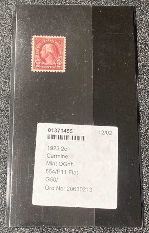 Scott 554 1923 2c PSE Certified XF-Sup 95 Mint OGnh Flat Carmine