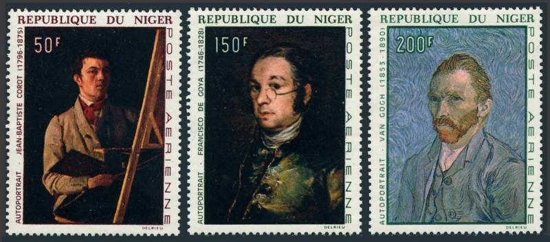 Niger C80-C82,MNH.Michel 178-180. Jean Corot,Francisco de Goya,Vincent van Gogh.