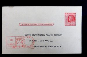 US #UX38 Postal Card, Mint/Fair, Added 1 cent postage Local Meter @ bottom, 1951