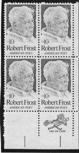 US#1526 10c Robert Frost  Zip Block of 4 (MNH) CV $1.20