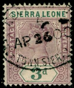 SIERRA LEONE SG46, 3d dull mauve & slate, FINE used.