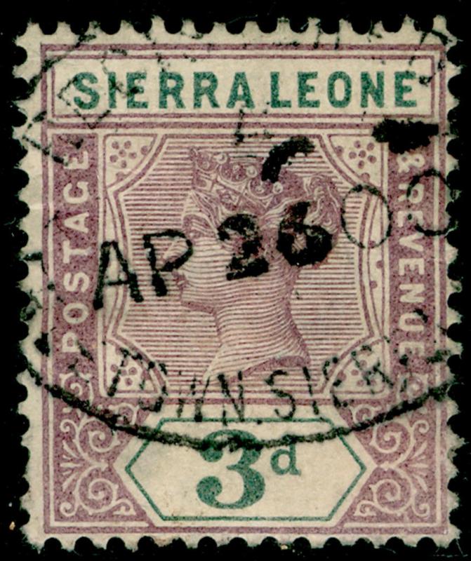 SIERRA LEONE SG46, 3d dull mauve & slate, FINE used.