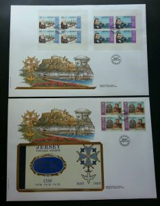 Jersey Hugenots 1985 (booklet FDC pair) Ship *with booklet MNH *Rare *see scan