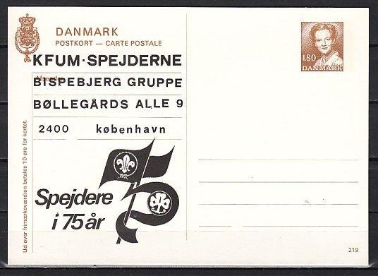 Denmark, 1982 issue of a Postal Card with 75th Anniversary Scout Cachet,