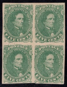 MOMEN: US STAMPS CSA #1 STONE 1 IMPERF BLOCK MINT OG LH VF PF CERT LOT #85882