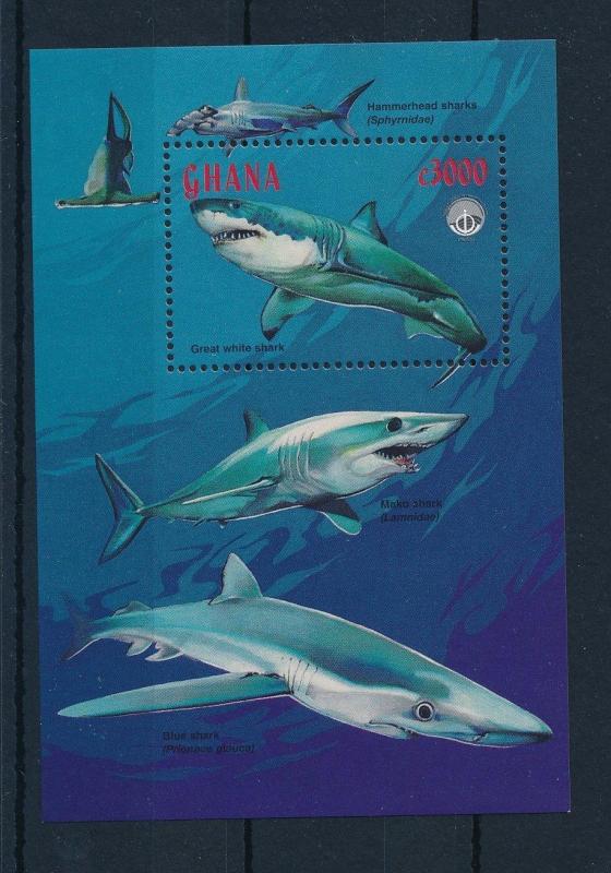 [30294] Ghana 1998 Marine Life Unesco Sharks MNH Sheet