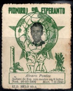 1940 Portugal Poster Stamp Pioneers Of Esperanto Alvaro Pontes Author Esperanto