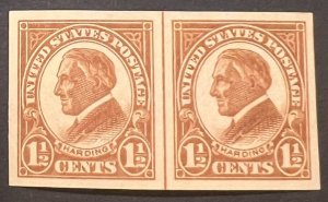 Scott#: 576 - Warren G. Harding 1½¢ 1925 BEP Imperf Line Pair MNHOG - Lot 2