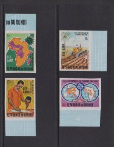 Burundi  #276-279  MNH 1969    Economic community.  map of Africa .  Imperf.