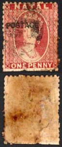 Natal SG76x 1d Rose Wmk CC Reversed Opt POSTAGE (locally) Cat 95 pounds