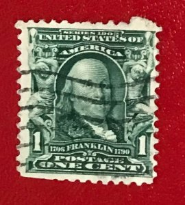 1902-03 US Sc 300 used 1 cent Franklin CV$.25 Lot 1764