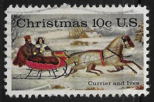 US #1551 10c Christmas - The Road-Winter by Currier and Ives