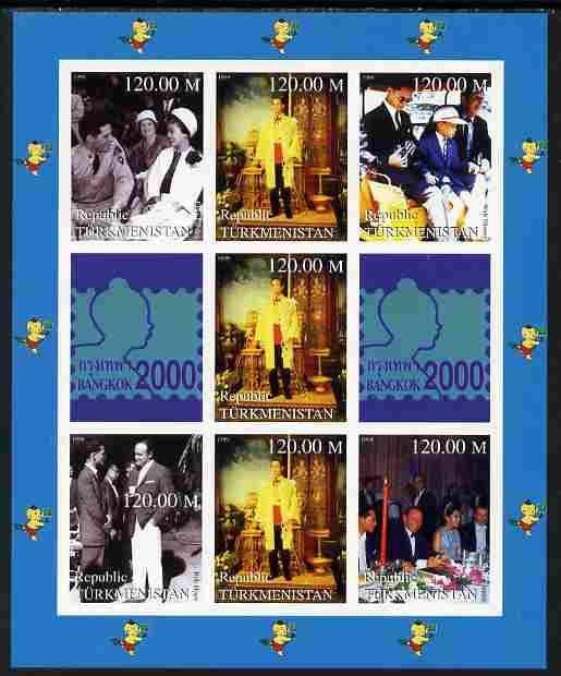 Turkmenistan 2000 Bangkok Stamp Exhibition imperf sheetle...