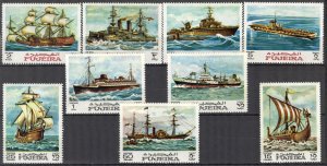 Fujeira UAE 1968 Ships Boats set of 9 MNH