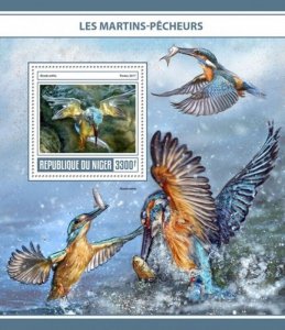 Niger - 2017 Kingfishers on Stamps - Stamp Souvenir Sheet - NIG17311b