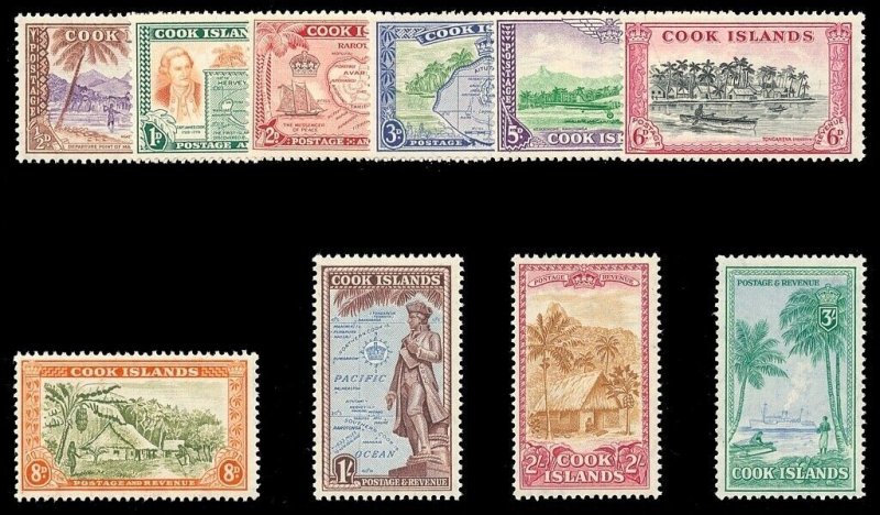 Cook Islands 1949 KGVI Pictorial set complete MNH. SG 150-159. Sc 131-140.