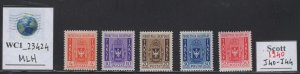 WC1_23424.ALBANIA. 1940 COATS OF ARMS postage due set. Sc. J40-J44. MLH