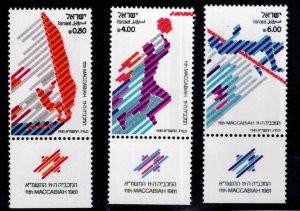 ISRAEL Scott 779-781 MNH** Maccabiah Games stamp set with tabs