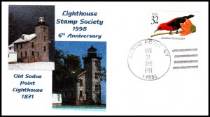 US Old Sodus Point Lighthouse 1998 Lighthouse Stamp Society Cover