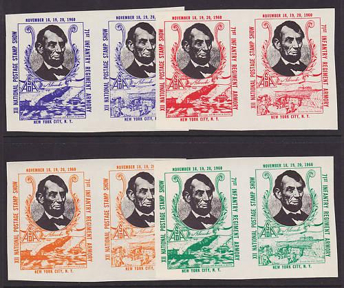 US MNH. 1960 ASDA Labels, Abe Lincoln, imperforate horizontal pairs,complete set