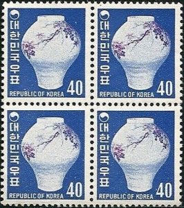 Korea South 1969 SG794 40w Porcelain Jar block MNH