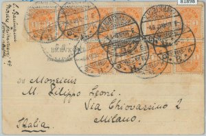 81898 - DENMARK - Postal History - 1 Frm strips of 5 + 3 on POSTCARD 1903-
