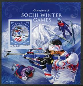 SIERRA LEONE 2016 CHAMPIONS OF THE SOCHI WINTER OLYMPIC GAMES S/S IMPF  MINT NH 
