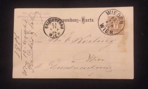 O) 1886 AUSTRIA, WIEDEN, COAT OF ARMS INSCRIPTION IN BLACK 2kr, POSTAL STATIONER