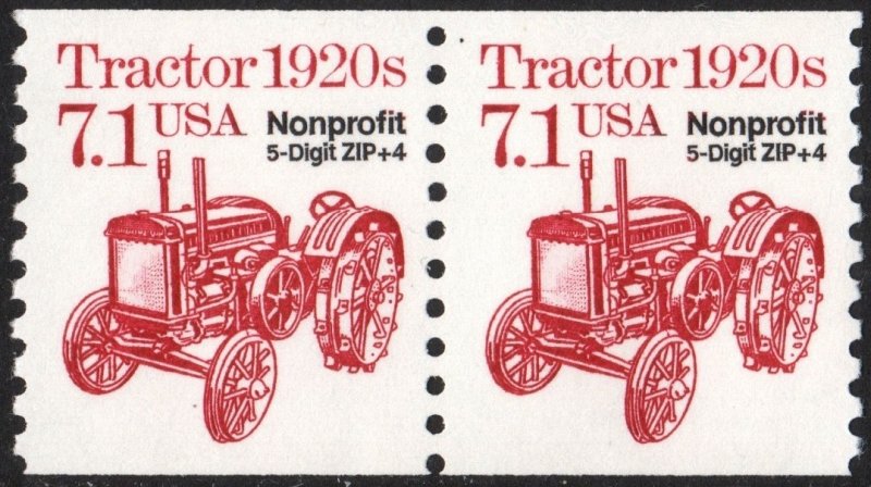 SC#2127b 7.1¢ Tractor Precancel Coil Pair (1989) MNH