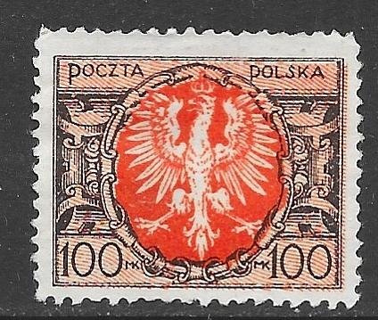 Poland 165: 100m Eagle on a Large Baroque Shield, unused, NG, F-VF