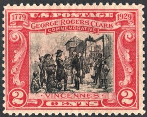 SC#651 2¢ George Rogers Clark Single (1929) Uncancelled/No Gum