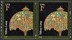 SC#3758A 1¢ Tiffany Lamp Coil Pair (2008) MNH