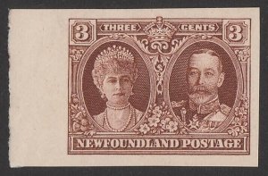 NEWFOUNDLAND 1929 KGV & Queen Mary 3c red-brown, redrawn IMPERF.