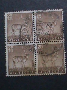 ​INDIA-WILD ANIMAL- DEERS VERY OLD  USED BLOCK VF FANCY CANCEL