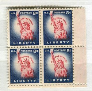 USA; 1954 early Statue Liberty issue fine MINT MNH unmounted 8c. BLOCK of 4