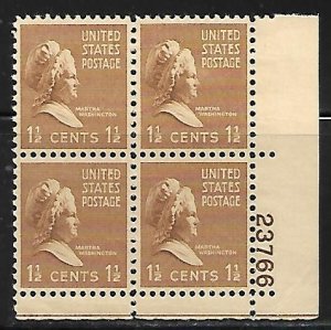 #805 Presidential  Lower Right Plate Block #23766 F VF NH DCV=$3.50