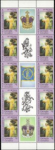 Grenada Grenadines #749-751, Complete Set(3), Sht of 10, 1986, Royalty, Never...
