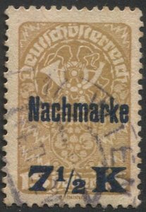 AUSTRIA 1921  Sc J102  7-1/2k on 15h  Postage Due Used, VF