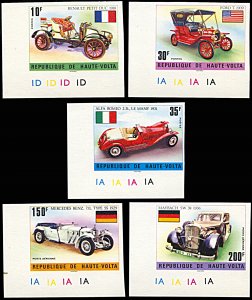 Upper Volta 362-364, C206-7, MNH imperf., Oldtimer Automobiles