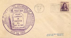 1932 Wm. PENN 724-7  1st DELAWARE C of C cachet