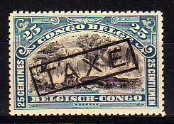 BELGIAN CONGO : COB# TX34 DUE STAMP HANDSTAMPED, MH