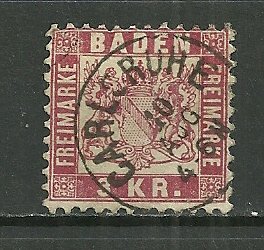 1868 Baden 27  3Kr Coat of Arms used